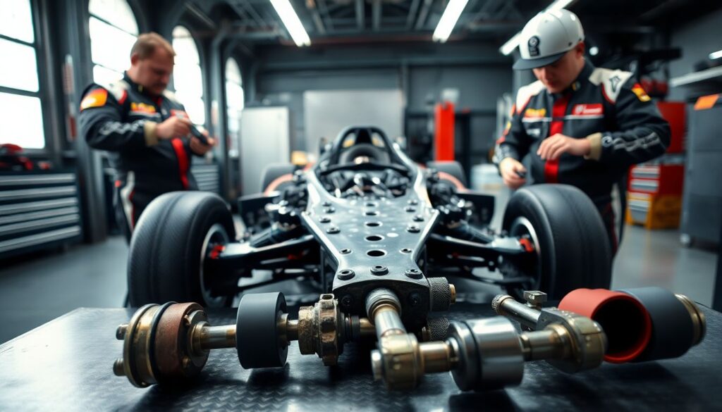 Обслуживание гоночного болида между этапами: чек-лист команды механиков - иллюстрация