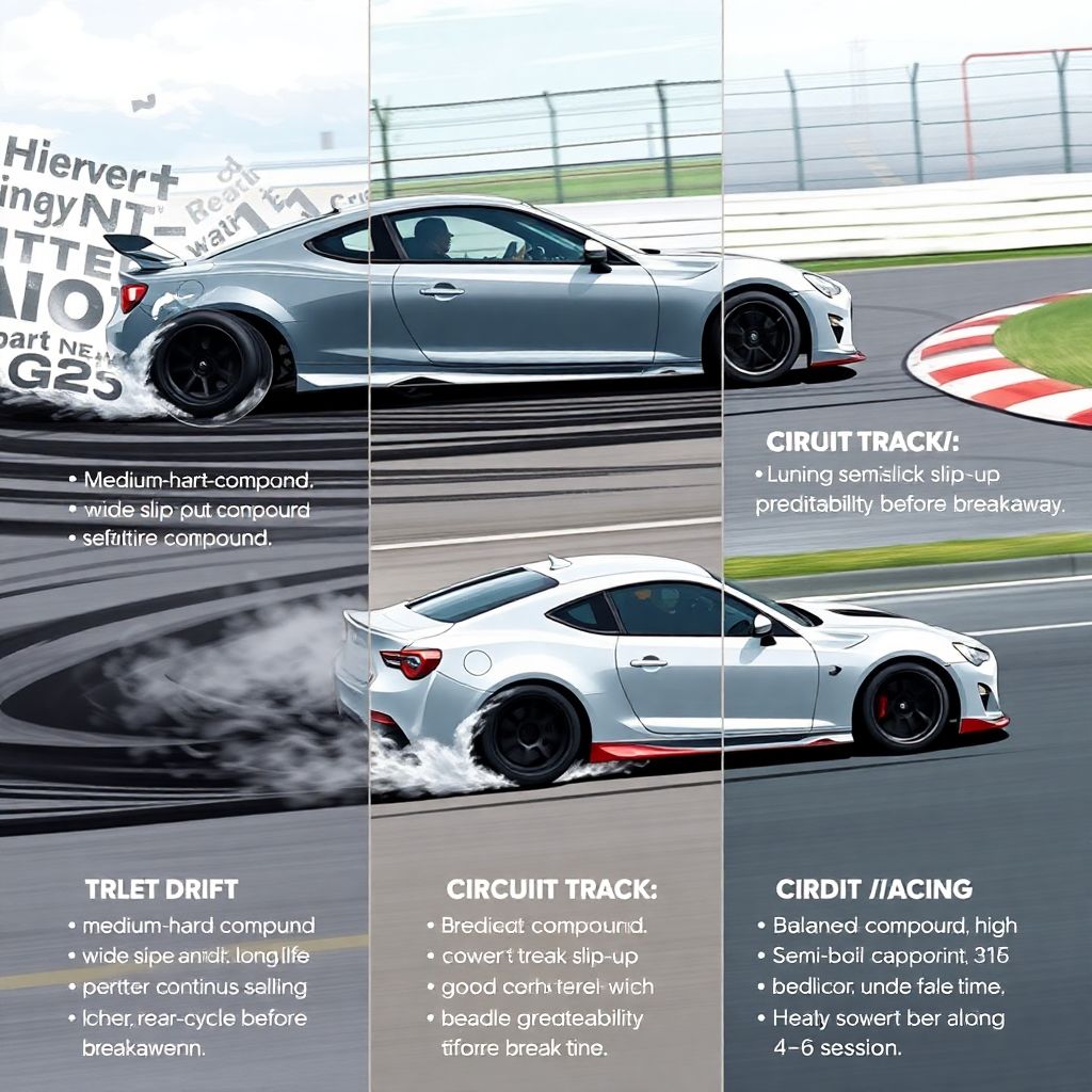 Сравнение шин для дрифта, кольца и драг-рейсинга: состав, прогрев и износ
