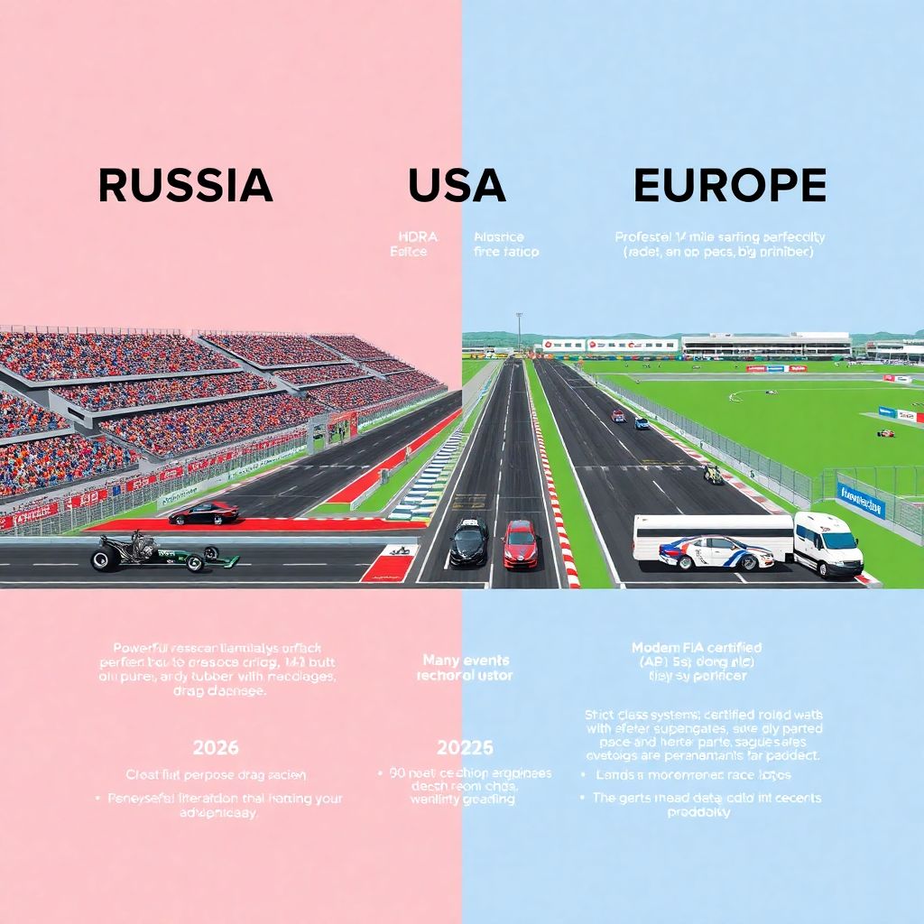 Российский драг-рейсинг против американского и европейского: регламенты, трассы, техника